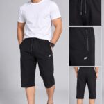 Crozwise Pamuklu Erkek Siyah Spor Kapri 8045-10